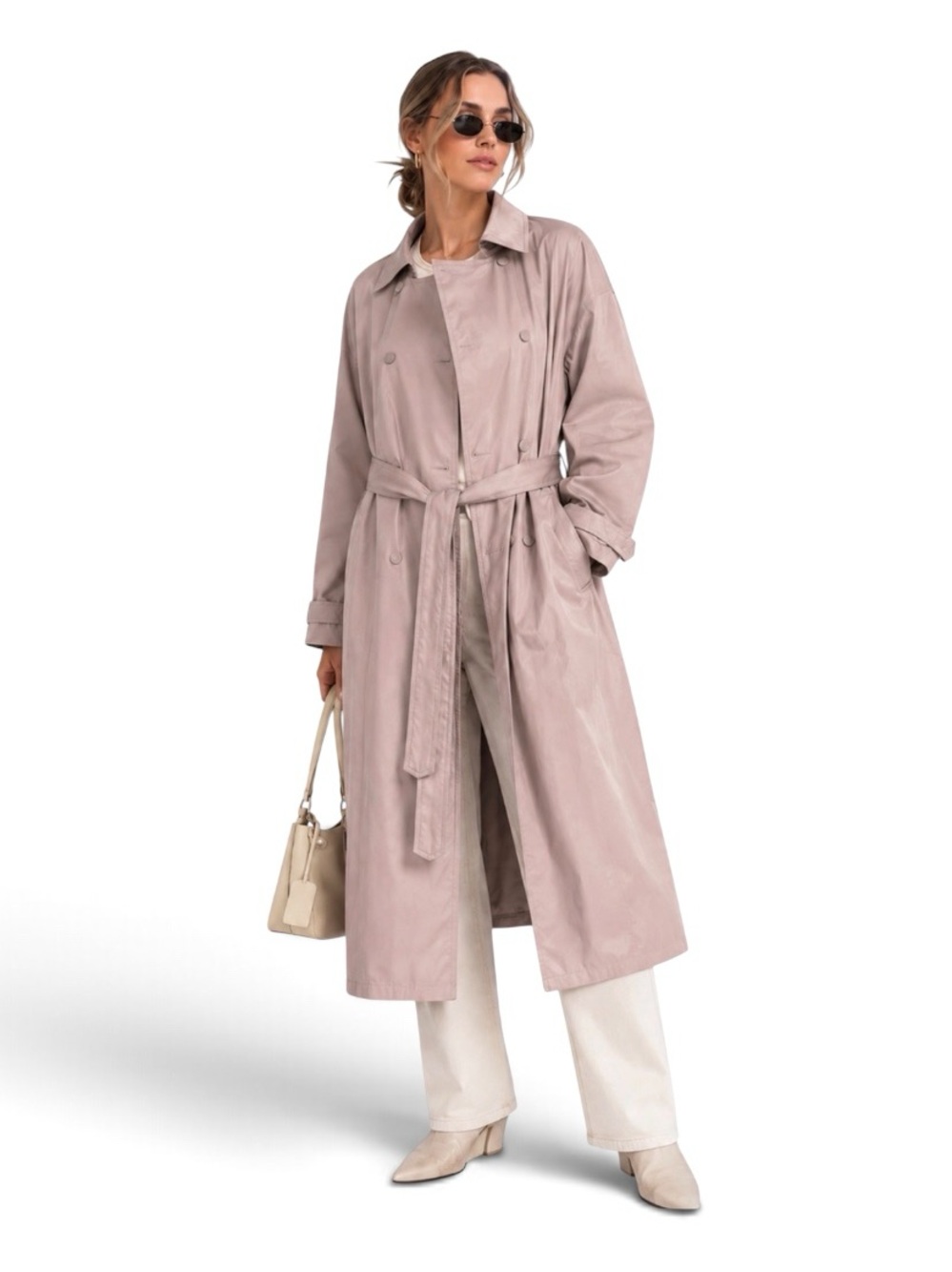 Maeve Anthropologie Blush Taupe Trenchcoat Lightweight Jacket Sz M oversized NWT